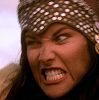 evil xena snarling